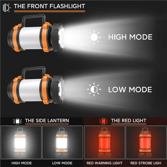 Camping Lantern Rechargeable,Camping Flashlight 4000 Capacity Power Bank,6 Modes - Picture 3 of 6
